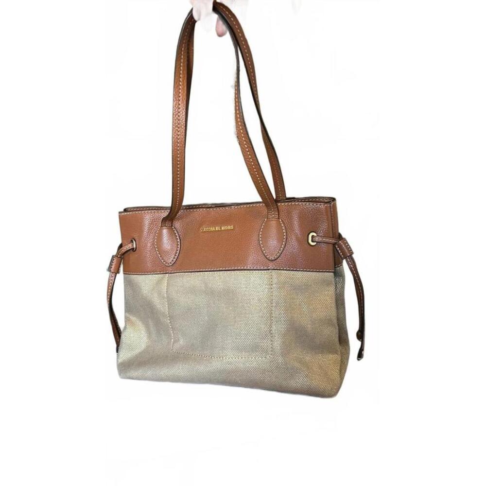 Michael Kors Brown Leather & Fabric Tote Bag